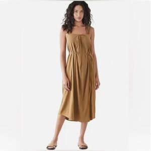 Vince Poet-Strap Linen Midi Dress w/ Waist Tie Size XS